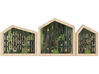 绿植墙 原木植物架子 ，儿童玩具造型墙su草图模型下载