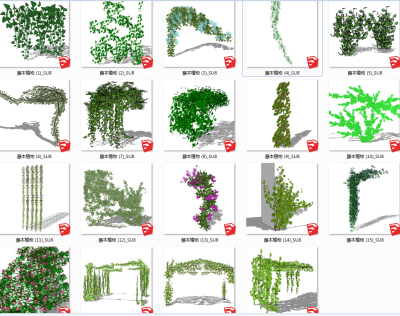 绿植墙 装饰植物藤蔓藤蔓绿植墙 su草图模型下载