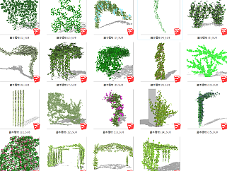 绿植墙 装饰植物藤蔓藤蔓绿植墙 su草图模型下载
