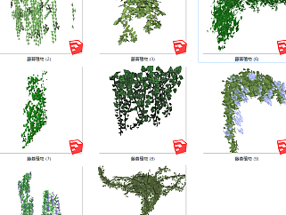绿植墙 装饰植物<em>藤蔓</em>绿植墙 su草图模型下载