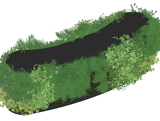现代弧形装饰植物墙，<em>绿植墙</em>su草图模型下载