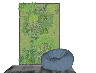 装饰植物墙 懒人休闲单人沙发组合su草图模型下载