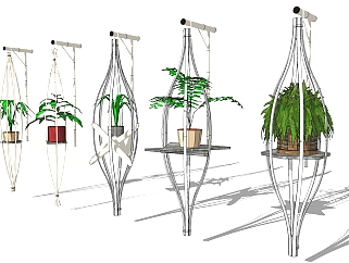 植物 <em>绿植</em> 藤蔓 金属植物架子 su草图模型下载