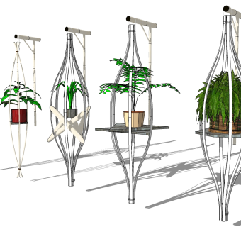 植物 绿植 藤蔓  金属植物架子 su草图模型下载