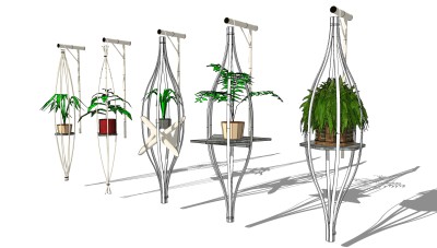 植物 绿植 藤蔓  金属植物架子 su草图模型下载