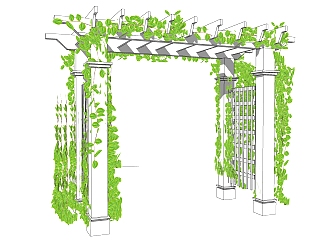 金属架子 爬山虎 绿植植物 装饰植物 su草图模型下载