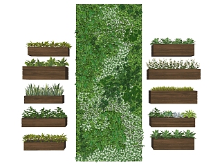 植物绿植墙，花槽su草图模型下载