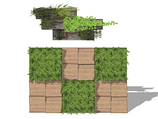 植物 绿植墙 装饰植物 su草图模型下载