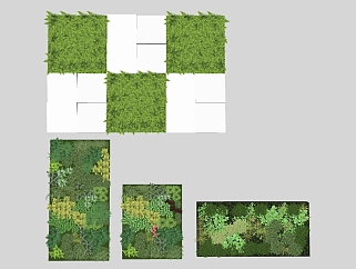 景观装饰植物 绿植背景墙组合su草图模型下载