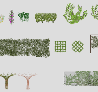 植物装饰背景墙 藤蔓 金属装饰植物架子 su草图模型下载