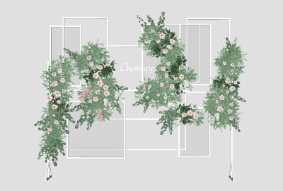 藤蔓装饰植物 绿植墙，花艺插花美陈su草图模型下载