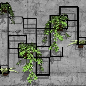 装饰植物 吊篮盆栽组合su草图模型下载