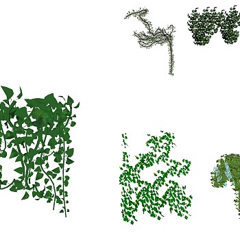 藤蔓 绿植 绿植墙组合su草图模型下载