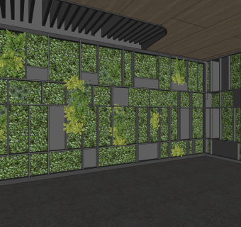 绿植景观装饰植物墙 藤蔓组合su草图模型下载