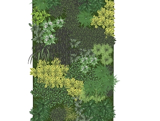 绿植装饰景观植物 绿植墙 su草图模型下载