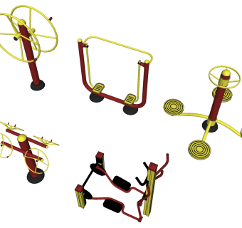 现代室外户外广场运动器材 su草图模型下载