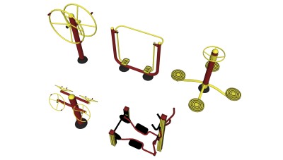 现代室外户外广场运动器材 su草图模型下载