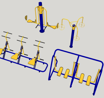 现代室外户外广场运动器材 su草图模型下载