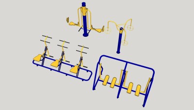 现代室外户外广场运动器材 su草图模型下载