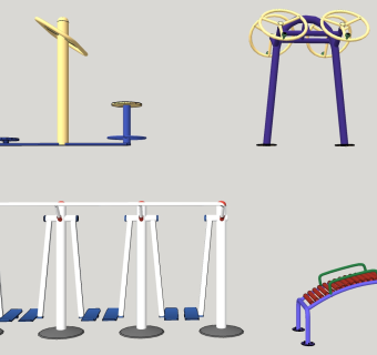 现代室外户外广场运动器材 su草图模型下载