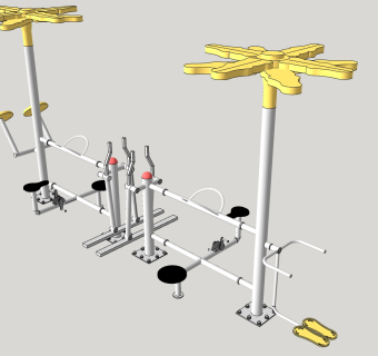 现代室外户外广场运动器材 su草图模型下载