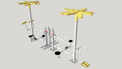 现代室外户外广场运动器材 su草图模型下载
