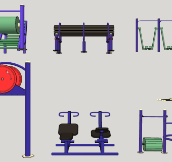 现代室外户外广场运动器材  su草图模型下载