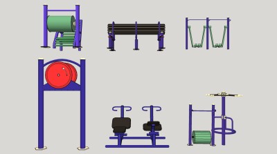 现代室外户外广场运动器材  su草图模型下载