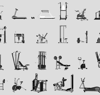 健身房健身器材 运动器材 su草图模型下载