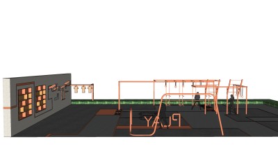 室外户外广场运动器材 su草图模型下载