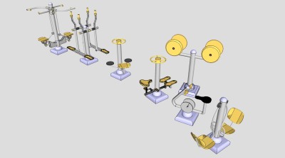 室外户外广场运动器材 扭腰器 su草图模型下载