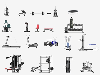健身房健身机械 <em>健身器材</em> su草图模型下载