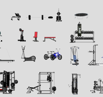 健身房健身机械 健身器材 su草图模型下载