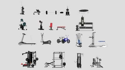 健身房健身机械 健身器材 su草图模型下载