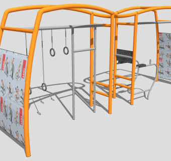 室外户外广场运动器材 su草图模型下载