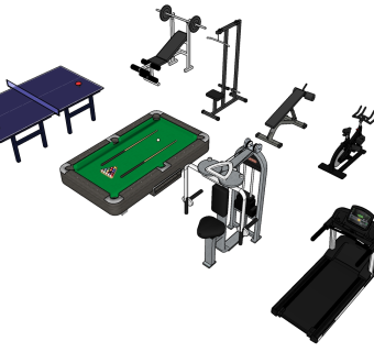 体育器材 健身房健身器材 su草图模型下载