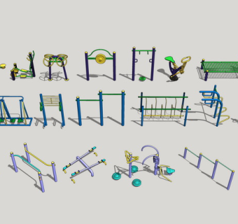 室外户外广场健身器材 休闲器材  su草图模型下载