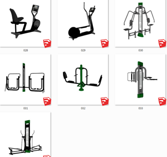 室内休闲器材 现代健身房健身器材  su草图模型下载