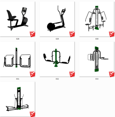 室内休闲器材 现代健身房健身器材  su草图模型下载