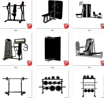 室内休闲器材 现代健身房健身器材 su草图模型下载