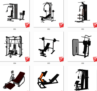 现代健身房健身器材  su草图模型下载