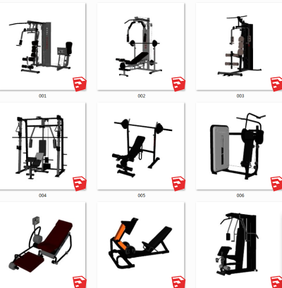 现代健身房健身器材  su草图模型下载