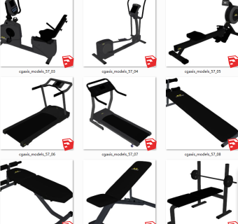 室内休闲器材 现代健身房健身器材 su草图模型下载