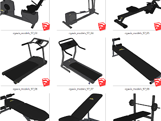 室内休闲器材 现代健身房健身器材 su草图模型下载
