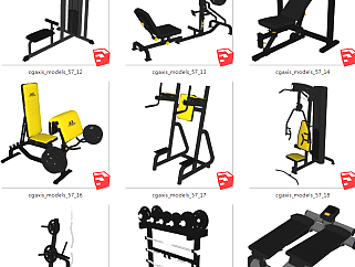 休闲器材 现代健身房健身器材 su草图模型下载