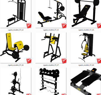休闲器材 现代健身房健身器材 su草图模型下载