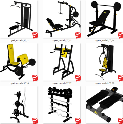 休闲器材 现代健身房健身器材 su草图模型下载