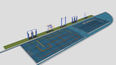现代室外户外青年健身场地  su草图模型下载