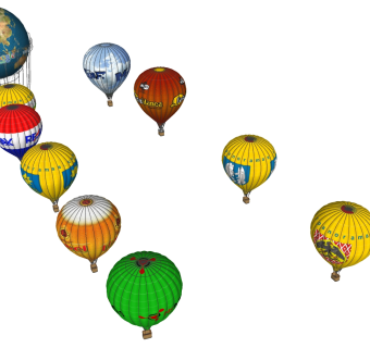 热气球组合体育运动健身器材su草图模型下载