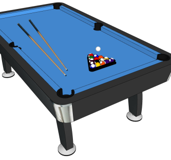 现代美式斯诺克 回球式桌球台台球 su草图模型下载